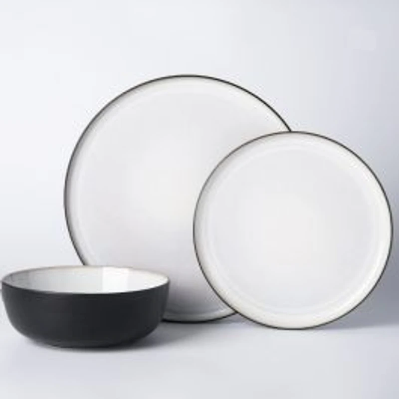 Brilliant Quartz Noir Dinnerware Set, 12 Pieces