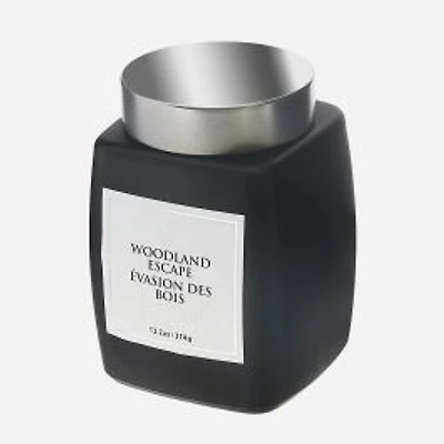Luxe Scented Square Candle with Lid, Woodland Escape - Black