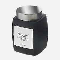 Luxe Scented Square Candle with Lid, Woodland Escape - Black