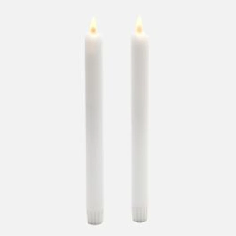 LED White Wax Dinner Candles, Pack of 2 - Warm White