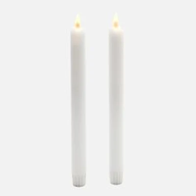 LED White Wax Dinner Candles, Pack of 2 - Warm White