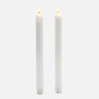 LED White Wax Dinner Candles, Pack of 2 - Warm White