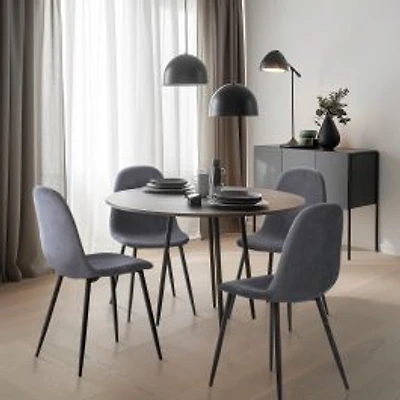 Set of 4 Grey Fabric Dining Chairs by Maison Classique