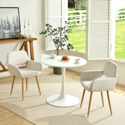 Set of 2 Beige Fabric Dining Chairs by Maison Classique