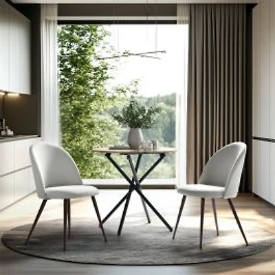 Set of 2 Modern Dining Chairs with Walnut Legs