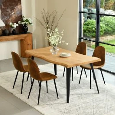5-Piece Dining Set Natural Wood Table with Dining Chairs
