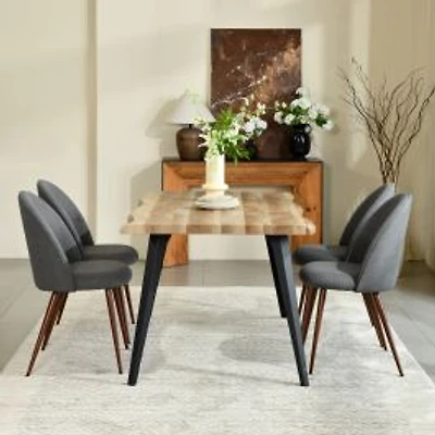 5-Piece Dining Set Dark Wood Table With Haven Grey Chairs by Maison Classique