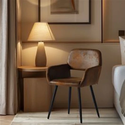 Ensemble de 2 chaises de salle à manger en daim marron