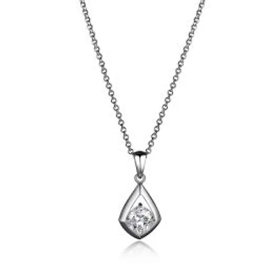 ELLE Sterling Silver & Cubic Zirconia Cushion Pendant Necklace