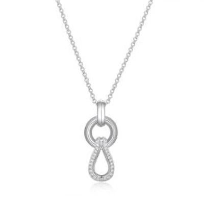 ELLE Sterling Silver & Cubic Zirconia Interlocking Link Drop Pendant Necklace