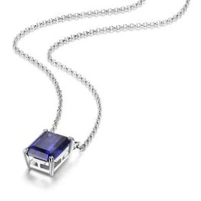 ELLE Sterling Silver Tanzanite Cubic Zirconia Pendant Necklace