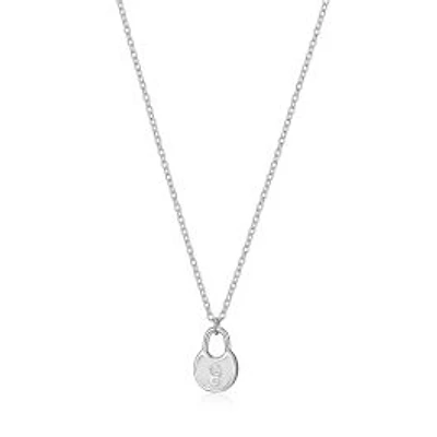 ELLE Sterling Silver & Cubic Zirconia Lock Pendant Necklace