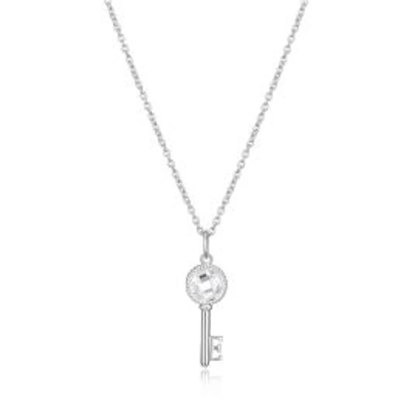 ELLE Sterling Silver & Cubic Zirconia Key Pendant Necklace