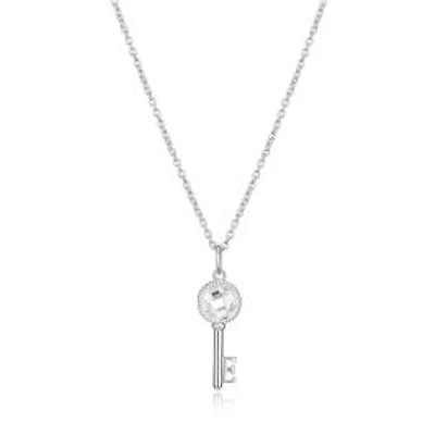 ELLE Sterling Silver & Cubic Zirconia Key Pendant Necklace