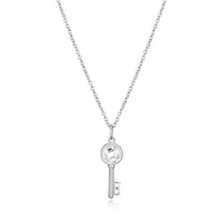 ELLE Sterling Silver & Cubic Zirconia Key Pendant Necklace