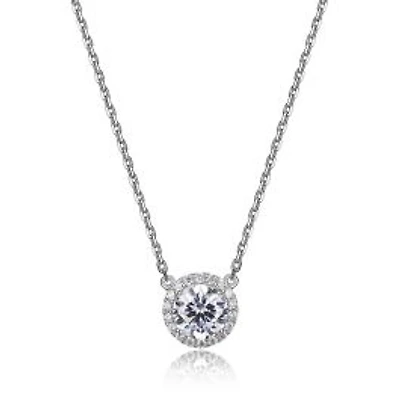 Reign Sterling Silver & Cubic Zirconia Round Halo Necklace