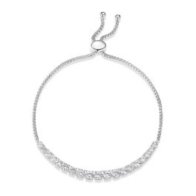Reign Sterling Silver & Cubic Zirconia Round Gradulated Bolo Bracelet