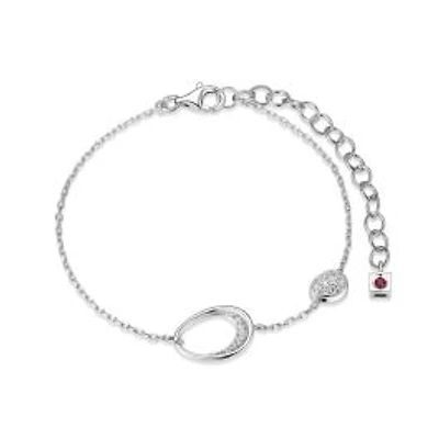 ELLE Sterling Silver & Cubic Zirconia Oval Station Bracelet