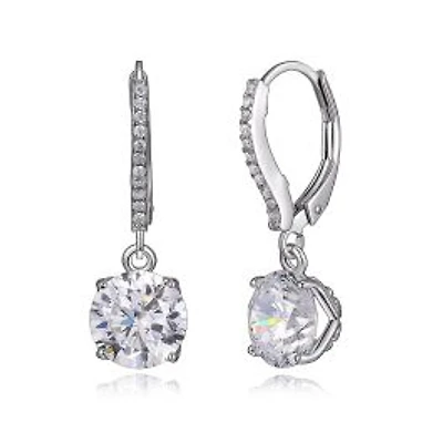 Reign Sterling Silver & Cubic Zirconia Round Micropave Leverback Earrings