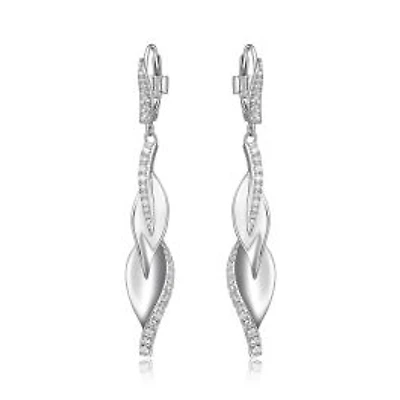 ELLE Sterling Silver & Cubic Zirconia Leaf Drop Earrings