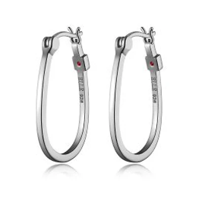 ELLE Sterling Silver Polished Oval Hoop Earrings