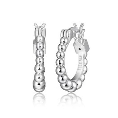 ELLE Sterling Silver Gradual Bead Hoop Earrings