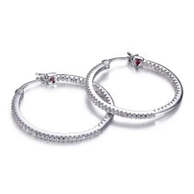 ELLE Sterling Silver & Cubic Zirconia Large Hoop Earrings