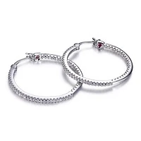 ELLE Sterling Silver & Cubic Zirconia Large Hoop Earrings