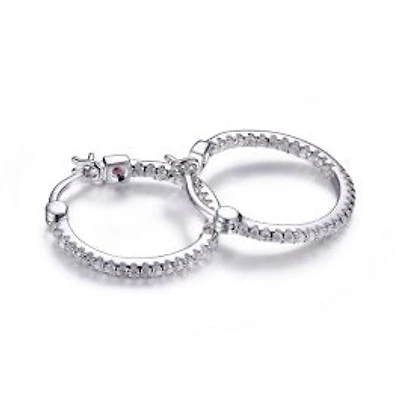 ELLE Sterling Silver & Cubic Zirconia 20mm In & Out Hoop Earrings