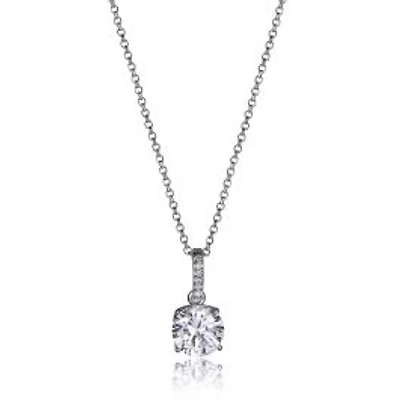 Reign Sterling Silver & Cubic Zirconia Round Solitaire Pendant Necklace