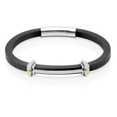 STEELX Stainless Steel Silicone ID Bracelet with Gold Ionic Plating