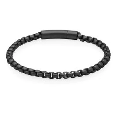 STEELX Stainless Steel 5mm Matte Plated Round Box Chain Bracelet 8.5