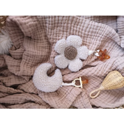 Daisy and Moon Pacifier Clips, Set of 2 - Beige