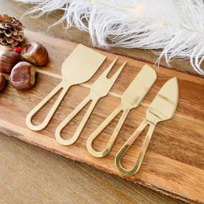 Set of 4 Gold Cheese Knives by Natural Living