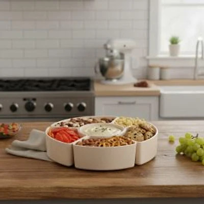 Divided Rotating Snack Storage Box with Lid and Handle