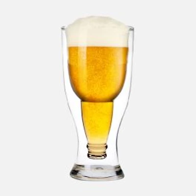 JS Gourmet Upside Down Double Walled Beer Glass - 450ml