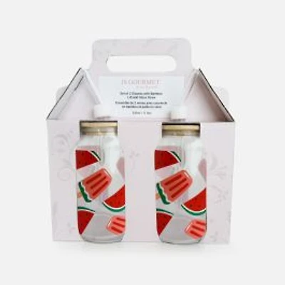 JS Gourmet Glasses with Watermelon decal, Set of 2