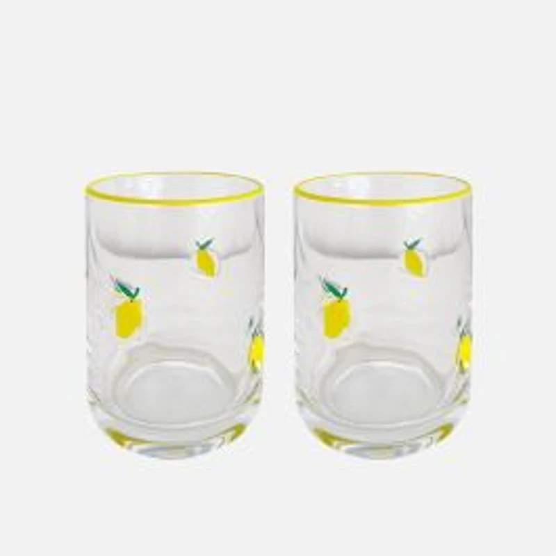 JS Gourmet Icon Lemon Embedded DOF Glasses, Set of 2