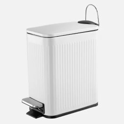 Rectangular Pedal Bin with Lid, 5L - White