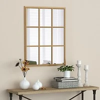 John Gold Framed Window Pane Mirror