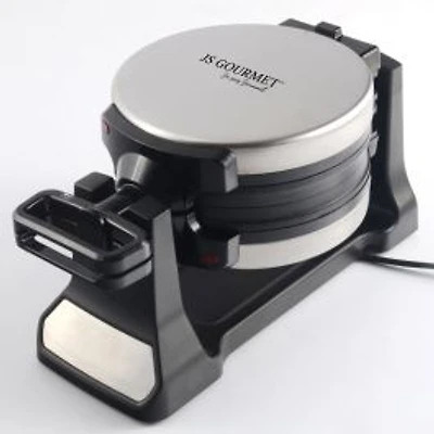 JS GOURMET Stainless Steel Double Belgian Waffle Maker
