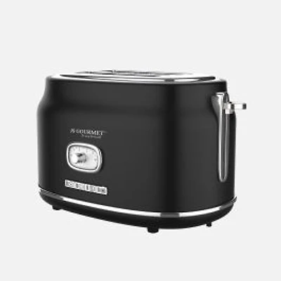 JS GOURMET Retro 2-Slice Toaster - Black Matte