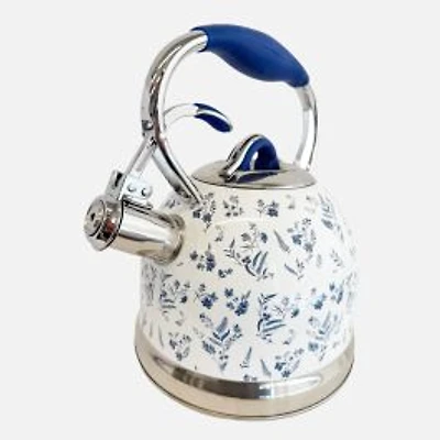 JS GOURMET Stainless Steel Whistling Kettle - White, 3L