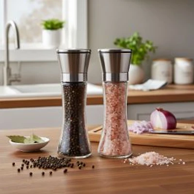 JS GOURMET Stainless steel salt and pepper grinder, set of 2