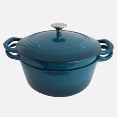 JS GOURMET Stackable Enamelled Cast Iron Pot, Set of 3 - Sapphire Blue