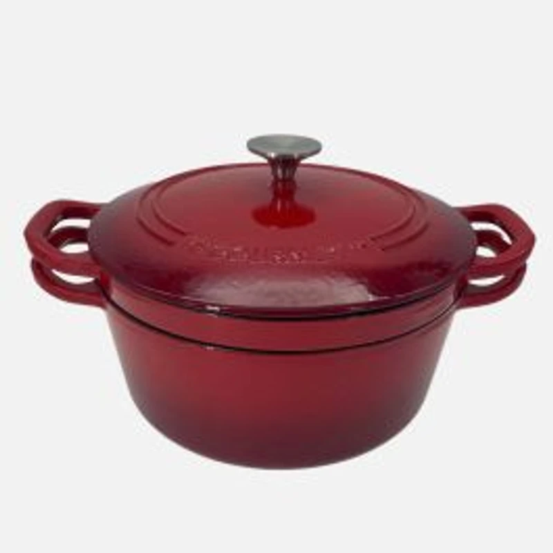JS GOURMET Stackable Enamelled Cast Iron Pot, Set of 3 - Red