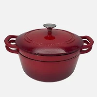 JS GOURMET Stackable Enamelled Cast Iron Pot, Set of 3 - Red
