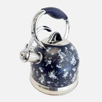 JS GOURMET Stainless Steel Stovetop Whistling Kettle - Navy, 3L