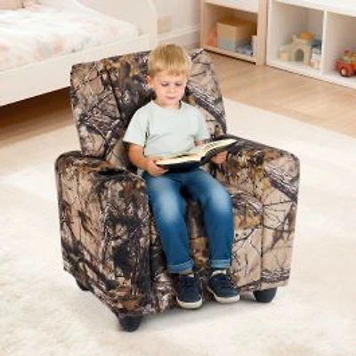Kids Recliner Chair Push Back Toddler Reclining Armchair, Cup Holder - Camouflage