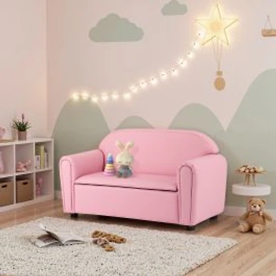 Kids Sofa Armrest Chair, Storage Function - Pink